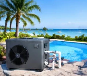 Pool heat pump installed beside a South Florida home — Pool Heater Repair in Palm Beach County