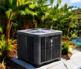 Pool heat pump installed beside a South Florida home — Commercial Pool Heaters in Jupiter