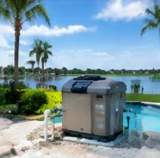 Pool heat pump installed beside a South Florida home — Pool heaters in Lake Worth Beach