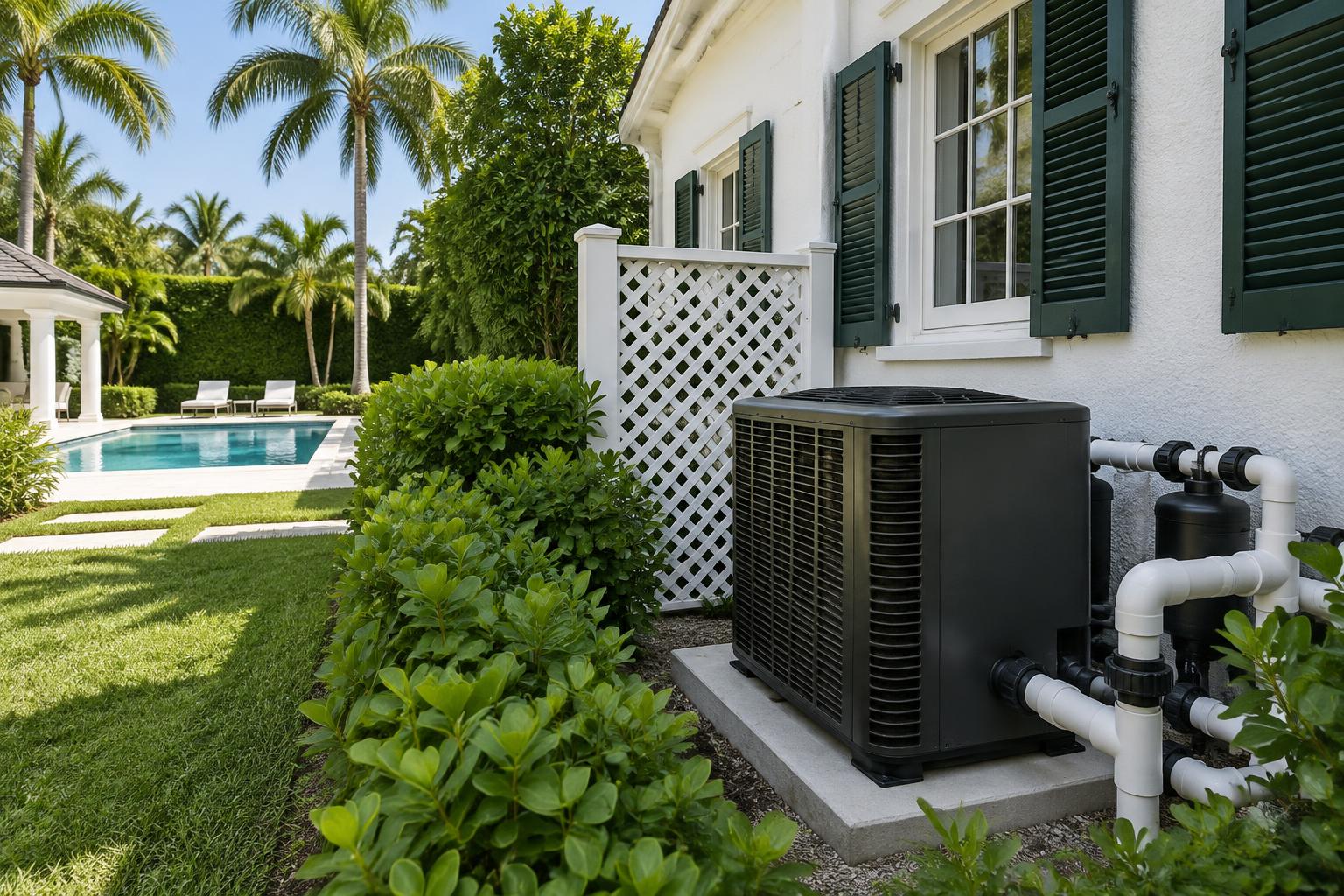 Pool heat pump at a Palm Beach estate